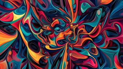 Wall Mural - Abstract Swirling Colors in Digital Painting, Digital Art, Abstract Background, Colorful Shapes