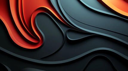 Wall Mural - a black and red abstract painting with a lot of curves and lines