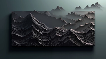 Wall Mural - a black and white abstract image of a wave crashing on a mountain