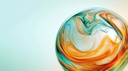 Sticker - Abstract Swirling Sphere with Teal and Orange Hues