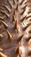 Sticker - A close up of a brown leather like object with many spikes, AI