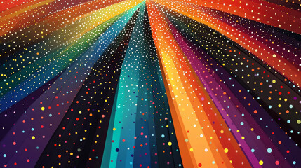 A colorful background with dots arranged in triangles that create a wide, abstract view.