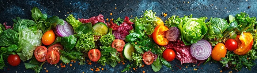 Organic salad, colorful mix of fresh vegetables, D illustration