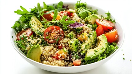 Wall Mural -   A close-up image of a bowl filled with various veggies, including broccoli, tomatoes, and cucumbers