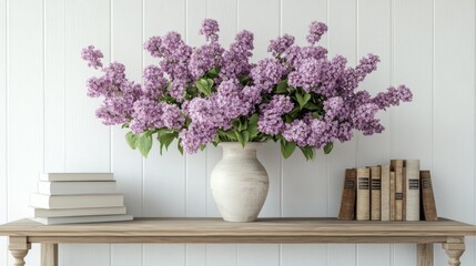 Canvas Print - Lilac Flowers in a Vase on a Table