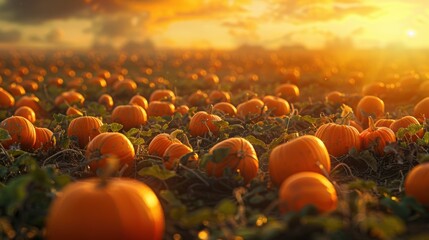 discover the vibrant pumpkin patch under the golden hues of an autumn afternoon