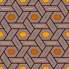 Wall Mural - Hexagonal seamless pattern. Honeycomb surface print. Mosaic tiles. Flooring background. Wicker image. Geometric ornament. Digital paper. Modern geometrical wallpaper.