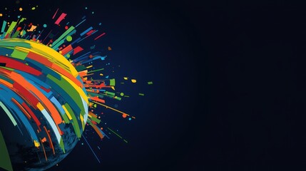 Poster - Abstract Sphere with Colorful Lines and Splashes