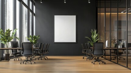 White mockup of an empty, blank poster on the wall