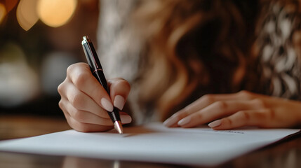 person signing a contract, closeup, created with generative AI technology