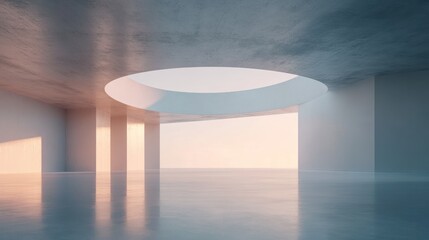 Sticker - Minimalist Interior Design with Circular Skylight