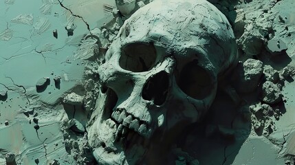 Canvas Print - A Skull Emerges From the Depths of Decay