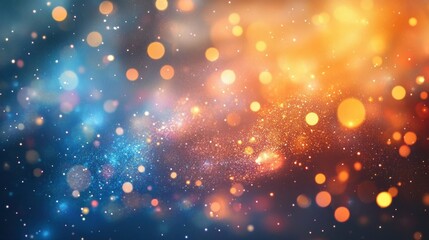 Abstract Blue and Orange Bokeh Background with Glitter