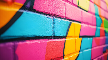 Wall Mural - Colorful Brick Wall Graffiti Abstract Background Texture