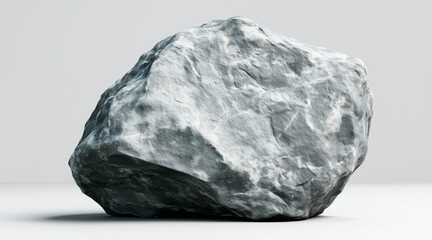 A large grey rock sits on a grey background all by itself. isolated on a solid gray background. Illustrations
