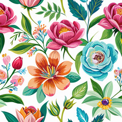 Wall Mural - seamless background with flowers