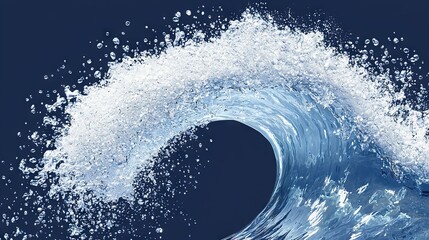 Poster -   A person rides a wave in the ocean on a surfboard against a blue sky background