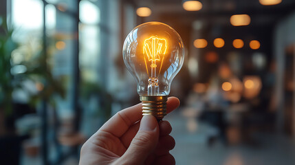 A person is holding a light bulb in their hand