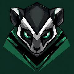 Wall Mural - Green and Black  Cyberpunk Mongoose Mascot Logo