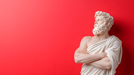 Stoic Statue Sculpture with Inspirational Background, Timeless Art and Motivational Concept