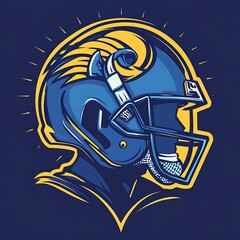 Sticker - Blue and Yellow American Football Helmet Mascot Logo Design