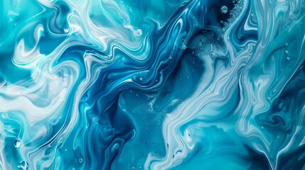 Wall Mural - abstract liquid pattern, featuring swirling shades of blue, teal, and white