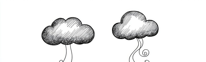 The cloud is continuous on a white background. A modern illustration with a cloud on a white background.