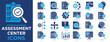 © Ragil - assessment center, employee, business, career, job, concept icon set. Outline icons collection. Simple vector illustration