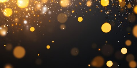 Wall Mural - Golden and blue bokeh lights on a dark background. Festive and celebratory lighting concept.