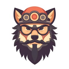 Wall Mural - Cool Wolf Mascot Character Design with Glasses and Headlamp