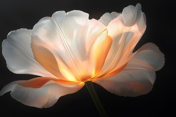 Wall Mural - Print, card, poster design of a glowing orange and white flower petal macro.