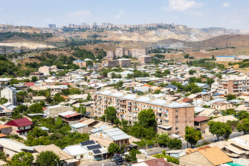 Sticker - aerial view of Yerevan city district from Erebuni