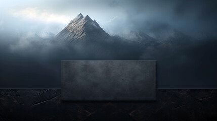 Wall Mural - a mountain range is shown in the background with a large. there is space for text.