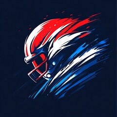 Wall Mural - American Football Helmet Design with Red, White, and Blue Abstract Art Background