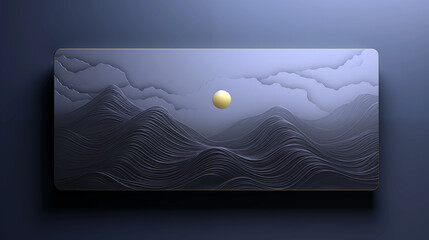 Wall Mural - a painting of a mountain range with a sun in the sky. there is space for text.