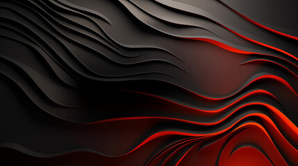 Wall Mural - a black and red abstract image with red waves