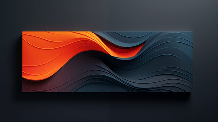 Wall Mural - a black and orange abstract painting with a blue line. there is space for text.