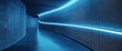 © olegganko - Futuristic illuminated hallway with glowing blue neon lights and smooth concrete walls