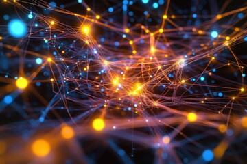 Wall Mural - artistic vision of cyberspace connectivity and digital network.