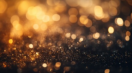 Sticker - Abstract Background with Golden Glitter and Bokeh Lights