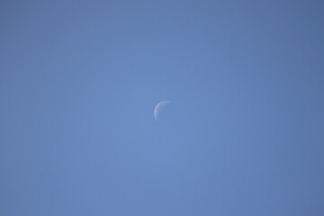 sky, moon, clouds, blue, day, nature, clear, waning crescent