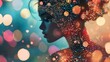 © Rere_Art151 - Woman's Profile Silhouetted with Glitter and Bokeh Lights