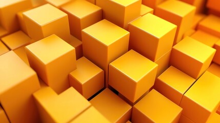 Wall Mural - Abstract 3D Orange Cubes