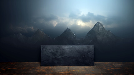 Wall Mural - a mountain range is shown in the background with a dark sky