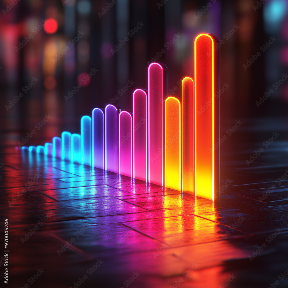 statistics, graphs, neon, charts, indicators, columns, table, growth ...