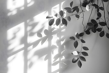 Elegant Shadows of Leaves and Light on a Wall