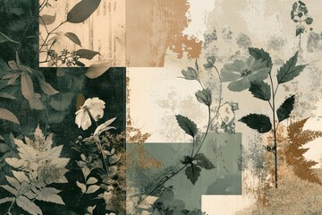 Poster - Nature-inspired sophisticated collage with botanical elements for artistic design.