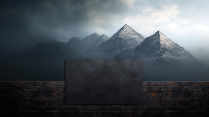 Wall Mural - a mountain range with a large black box in the foreground
