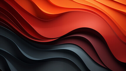 Wall Mural - A red and black wave with a black and orange stripe