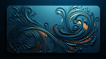 Wall Mural - a blue and gold design with a lot of swirls and dots